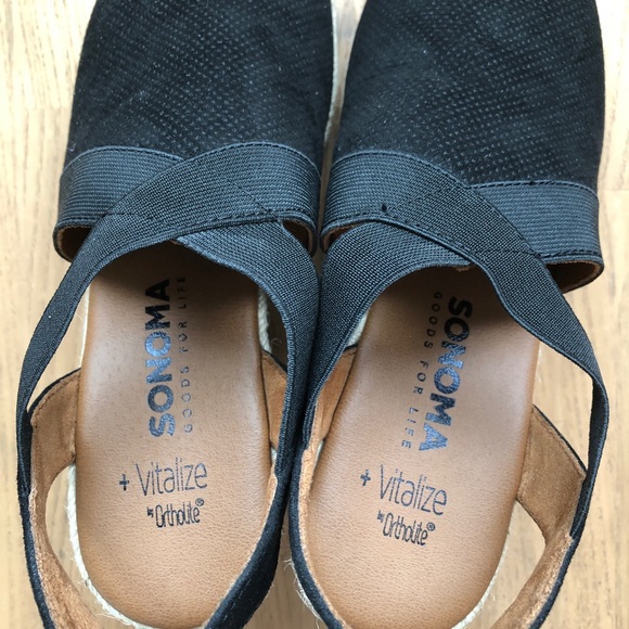 Sonoma Black Wedges Open Toe Shoes - Picture 5 of 11